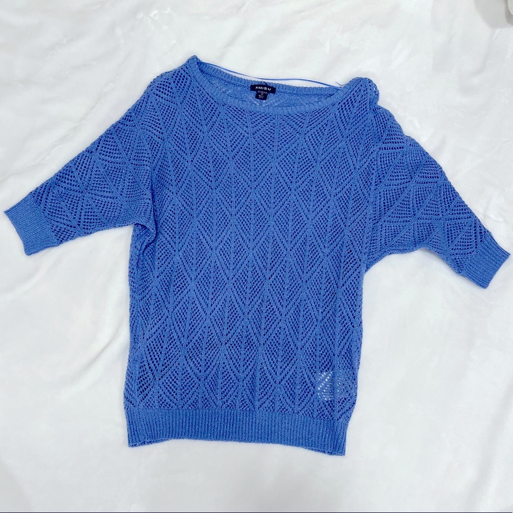 Periwinkle half sleeve knit sweater.